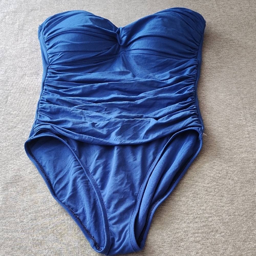 Blue Ruched Swimsuit **VINTAGE*** LA BLANCA WOMENS FULL-PIECE SWIM SUIT SWIMWEAR